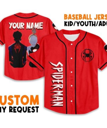 Custom Spider-Man Baseball Jersey For Kids/Youth/Adults - Personalize Your Name!