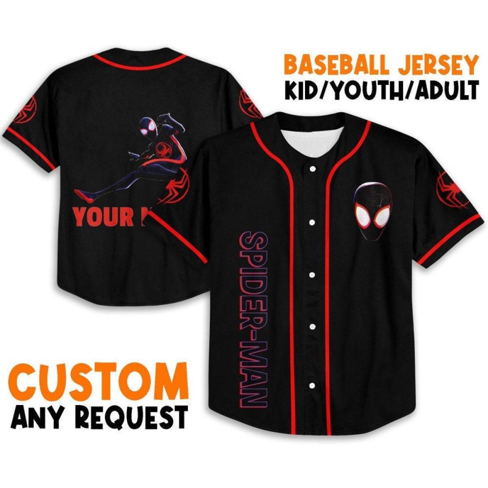 Custom Spider-Man Baseball Jersey - Kid/Youth/Adult Sizes - Personalized Design