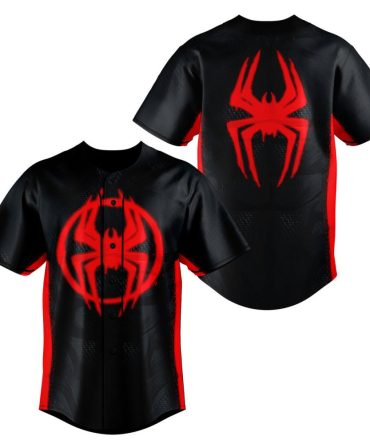 Men'S Black & Red Spider Graphic Baseball Jersey – Bold Athletic Style For Fans