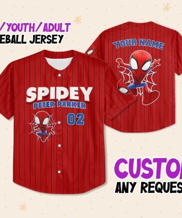 Custom Spidey Baseball Jersey - Kids/Youth/Adult - Personalized Name & Design