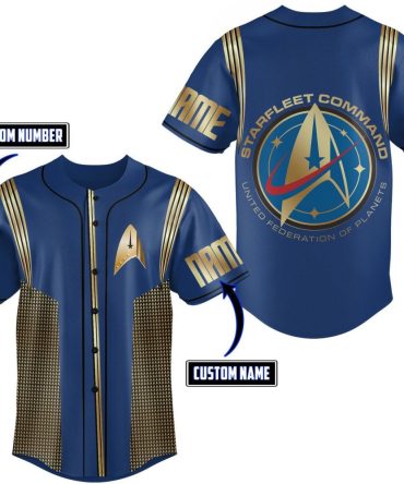 Custom Starfleet Command Baseball Jersey - Personalize Name & Number - Perfect Gift For Star Trek Fans!