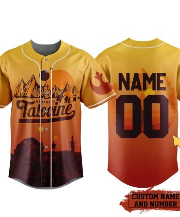 Custom Tatooine Baseball Jersey - Personalize Name & Number - Unique Galaxy Design