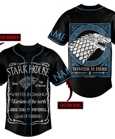 Custom Game Of Thrones Stark Baseball Jersey - Personalize Name & Number - Winter Is Coming!