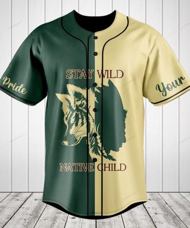 Stay Wild Native Child Baseball Jersey – Unique Wolf Design, Perfect Gift For Free Spirits