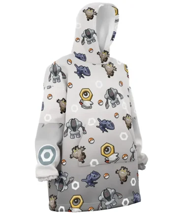 Steel Type Pattern Pokemon Hooded Blanket Hoodie