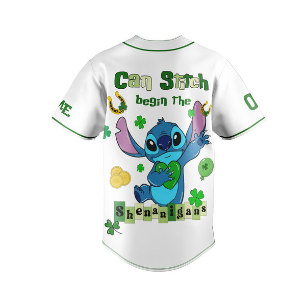 St. Patrick'S Day Stitch Baseball Jersey - Lucky Clover Design For Fun Shenanigans - Image 3