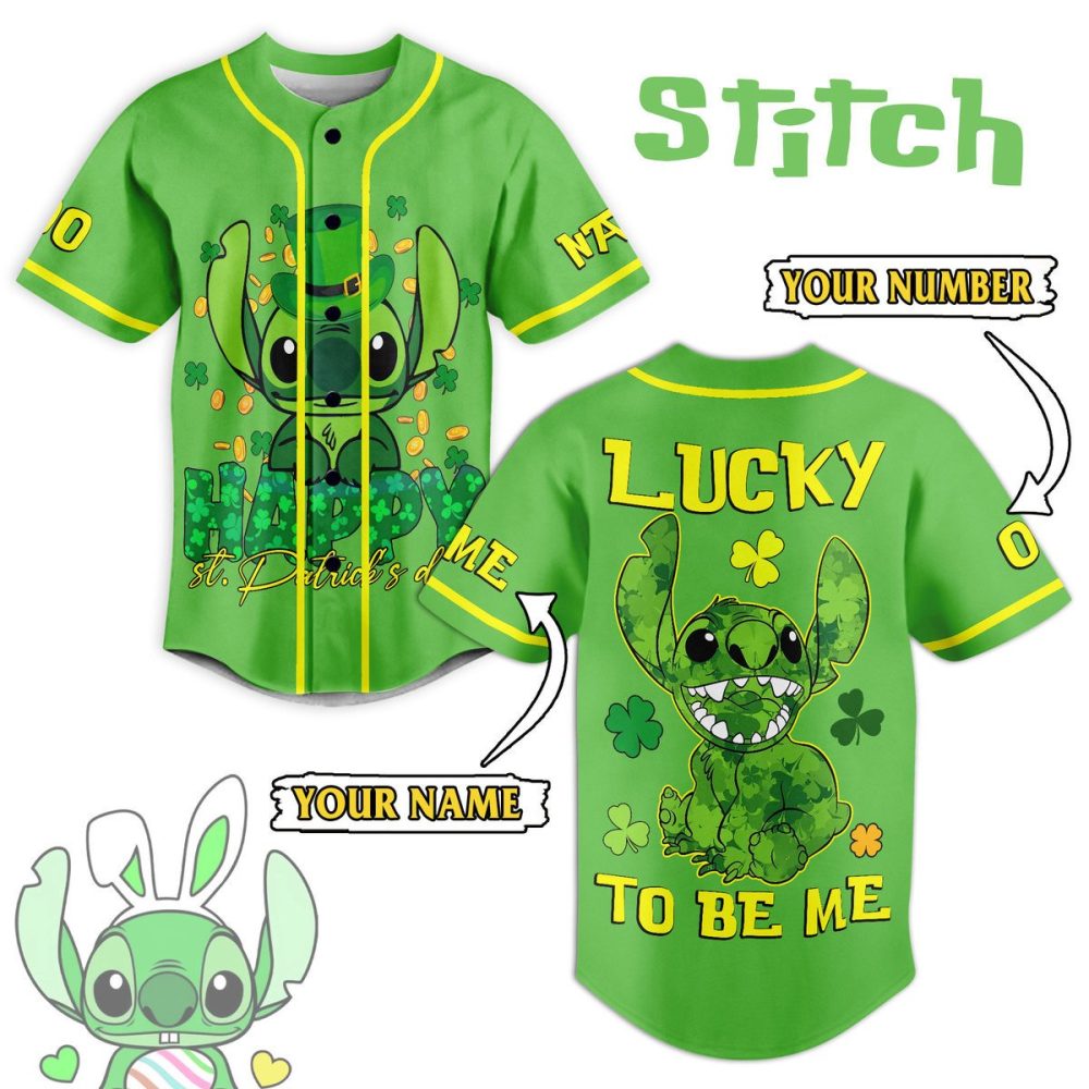 Custom Green Stitch Baseball Jersey - St. Patrick’S Day Lucky Design - Add Name & Number!