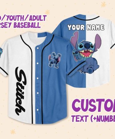 Customizable Stitch Baseball Jersey For Kids/Youth/Adults - Add Name & Number!