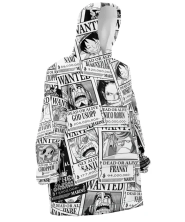 Straw Hat Wanted Pattern One Piece Hooded Blanket Hoodie