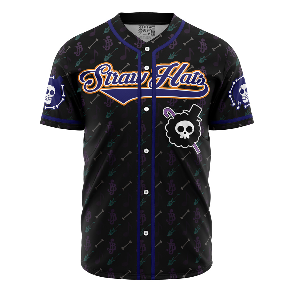 Anime-Inspired Straw Hat Pirate Baseball Jersey - Unique Black Skull Design