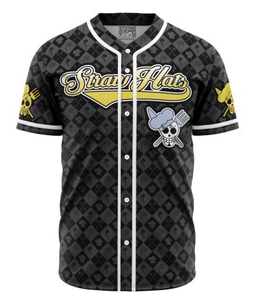 Anime Pirate Baseball Jersey – Unique Skull Design, Black & Yellow – Perfect For Fans!