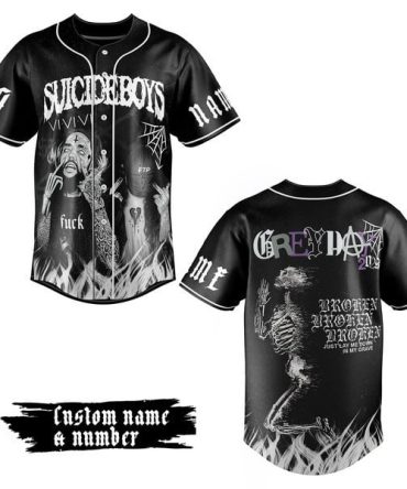 Customizable Dark Aesthetic Baseball Jersey - Unique Graphic Design & Name Option