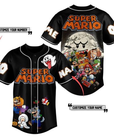 Custom Super Mario Baseball Jersey - Personalize Name & Number - Perfect Gift