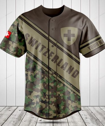 Custom Switzerland Camo Baseball Jersey - Personalized Name & Number, Unique Gift Idea