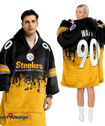 T. J. Watt 90 Pittsburgh Steelers Football Hooded Blanket Hoodie