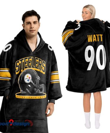 T. J. Watt 90 Pittsburgh Steelers Football Hooded Blanket Hoodie
