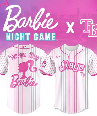 Limited Edition Barbie X Tampa Bay Rays Pink Striped Jersey - Perfect For Night Game Fans!