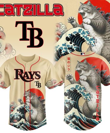 Unleash Style With Catzilla Rays Jersey - Unique Design For Cat & Baseball Lovers!