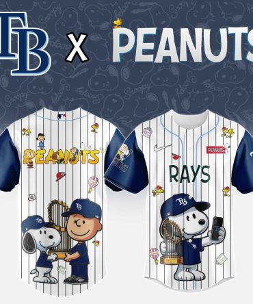 Limited Edition Tampa Bay Rays X Peanuts Baseball Jersey – Snoopy & Charlie Brown Design