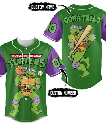 Custom Teenage Mutant Ninja Turtles Baseball Jersey - Personalize Name & Number - Donatello Design