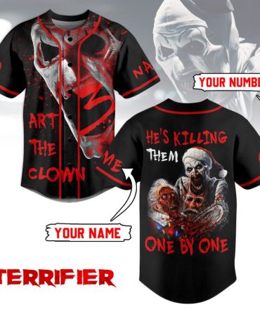 Custom Terrifier Clown Horror Baseball Jersey - Add Your Name & Number - Scary Halloween Shirt