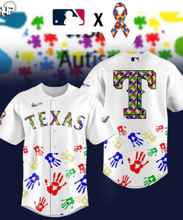 Texas Puzzle Print Baseball Jersey – Autism Awareness, Custom Mlb Apparel