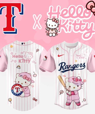 Hello Kitty X Texas Rangers Pink Baseball Jersey – Cute & Sporty Fan Gear