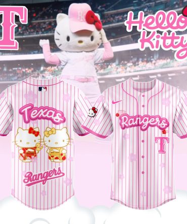 Limited Edition Hello Kitty Texas Rangers Baseball Jersey - Pink Stripes & Cute Design