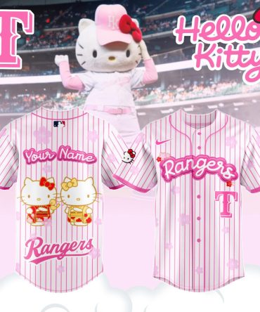 Custom Hello Kitty Rangers Jersey - Cute Pink Mlb Fan Gear For Kids & Adults
