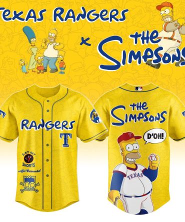 Limited Edition Texas Rangers X The Simpsons Baseball Jersey – Collectible Fan Gear!