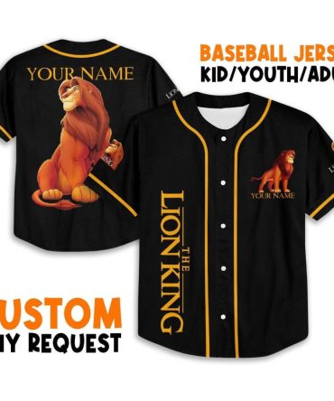 Custom Lion King Baseball Jersey - Personalized For Kids/Youth/Adults - Unique Design!