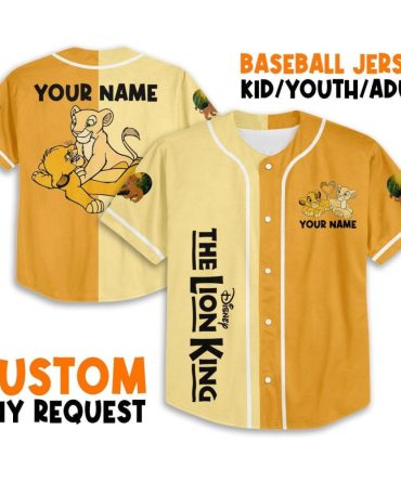 Custom Lion King Baseball Jersey - Personalized Name - Kids/Youth/Adult Sizes Available!