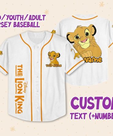 Customizable Lion King Baseball Jersey - Kids/Youth/Adult - Add Name & Number!