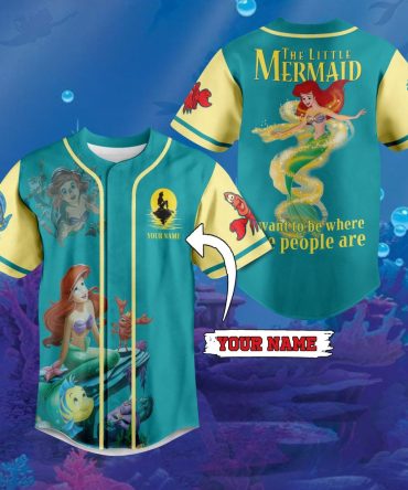 Customizable Little Mermaid Baseball Jersey – Vibrant Ariel Design For Fans