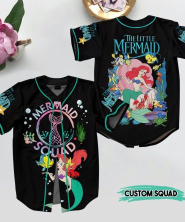 Custom Little Mermaid Baseball Jersey - Vibrant Ariel Design For Fans - Perfect Gift!
