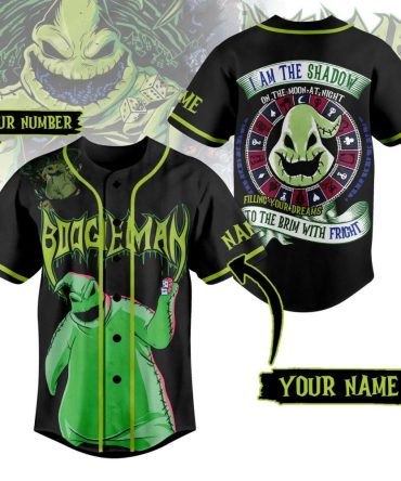 Customizable Boogeyman Baseball Jersey - Personalized Name & Number - Spooky Green Design