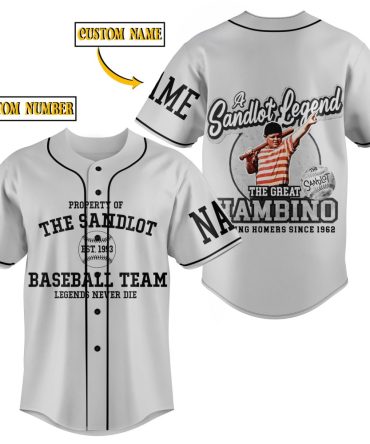 Custom Sandlot Baseball Jersey - Personalize Name & Number - The Great Hambino Legend