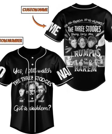 Custom Three Stooges Baseball Jersey - Add Your Name & Number - Classic Comedy Fan Gift