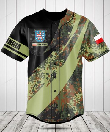 Custom Camouflage Baseball Jersey - Personalized Name & Flag Design - Unisex Sportswear