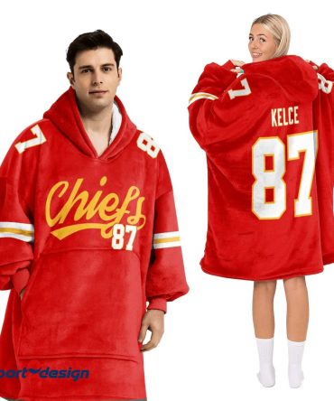 T.K 87 Kansas City Chiefs Football Hooded Blanket Hoodie