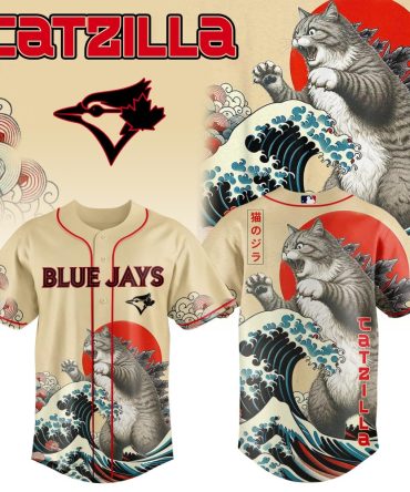 Unique Catzilla Blue Jays Jersey – Cat & Wave Design, Perfect For Fans