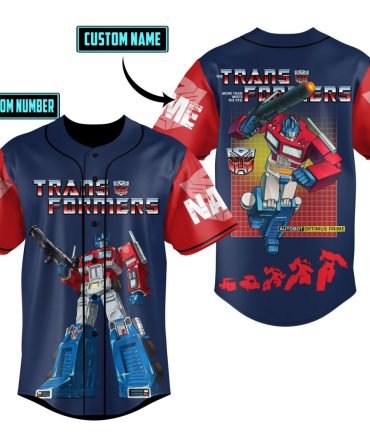 Customizable Transformers Baseball Jersey – Personalized Name & Number, Optimus Prime Design