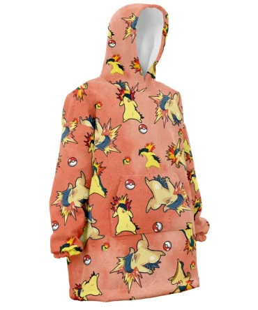 Typhlosion Pattern Pokemon Hooded Blanket Hoodie
