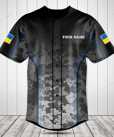 Custom Black Camo Baseball Jersey - Personalized Name & Flag Design - Perfect Team Gear