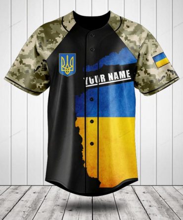 Custom Ukrainian Flag Camo Baseball Jersey - Personalized Name & Style