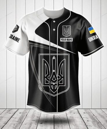 Custom Ukraine Baseball Jersey – Personalized Black & White Sports Shirt
