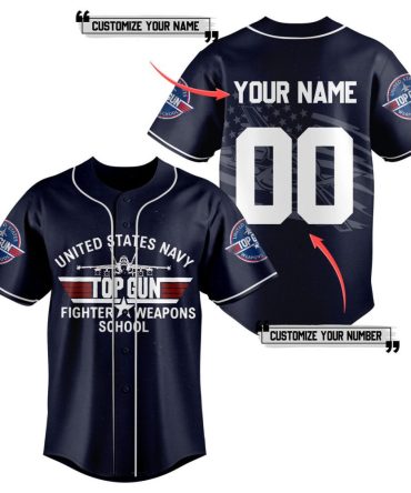 Customizable Top Gun Navy Jersey - Personalize Your Name & Number – Perfect Gift For Fans!
