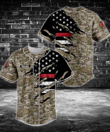 Custom Camo Baseball Jersey With American Flag Design – Personalized Sportswear For Men & Women
