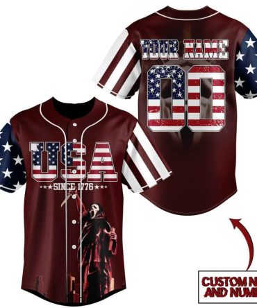 Custom Usa Flag Baseball Jersey - Personalize Name & Number - Patriotic Sports Shirt