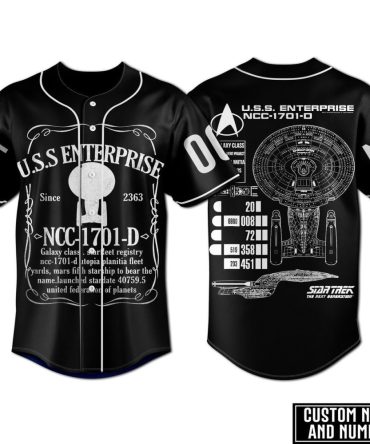 Custom Starship Baseball Jersey - U.S.S. Enterprise Ncc-1701-D Design - Add Your Name & Number!